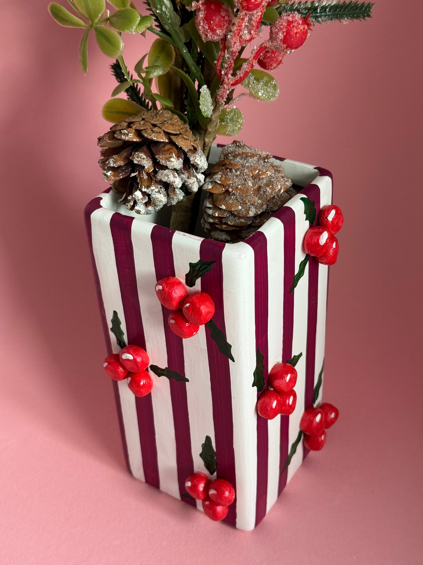 Holly Berries Ceramic Vase
