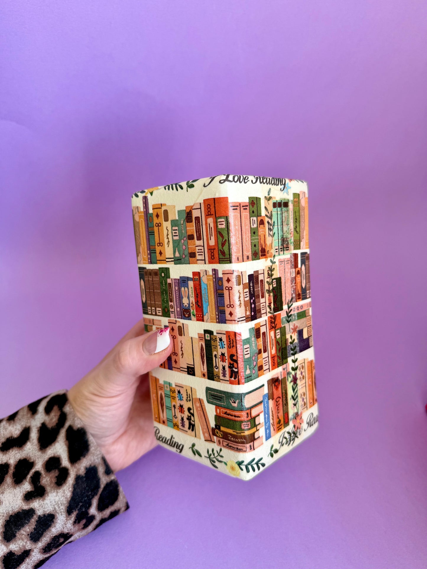 Cosy Library Book Ceramic Vase Decoupage
