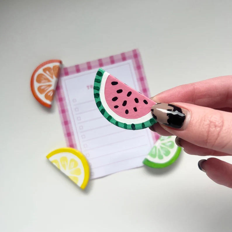 Fruit Magnets Set of 4 Fridge Magnets, Kitchen Decor, Locker Magnets Lemon, Lime, Orange, Watermelon