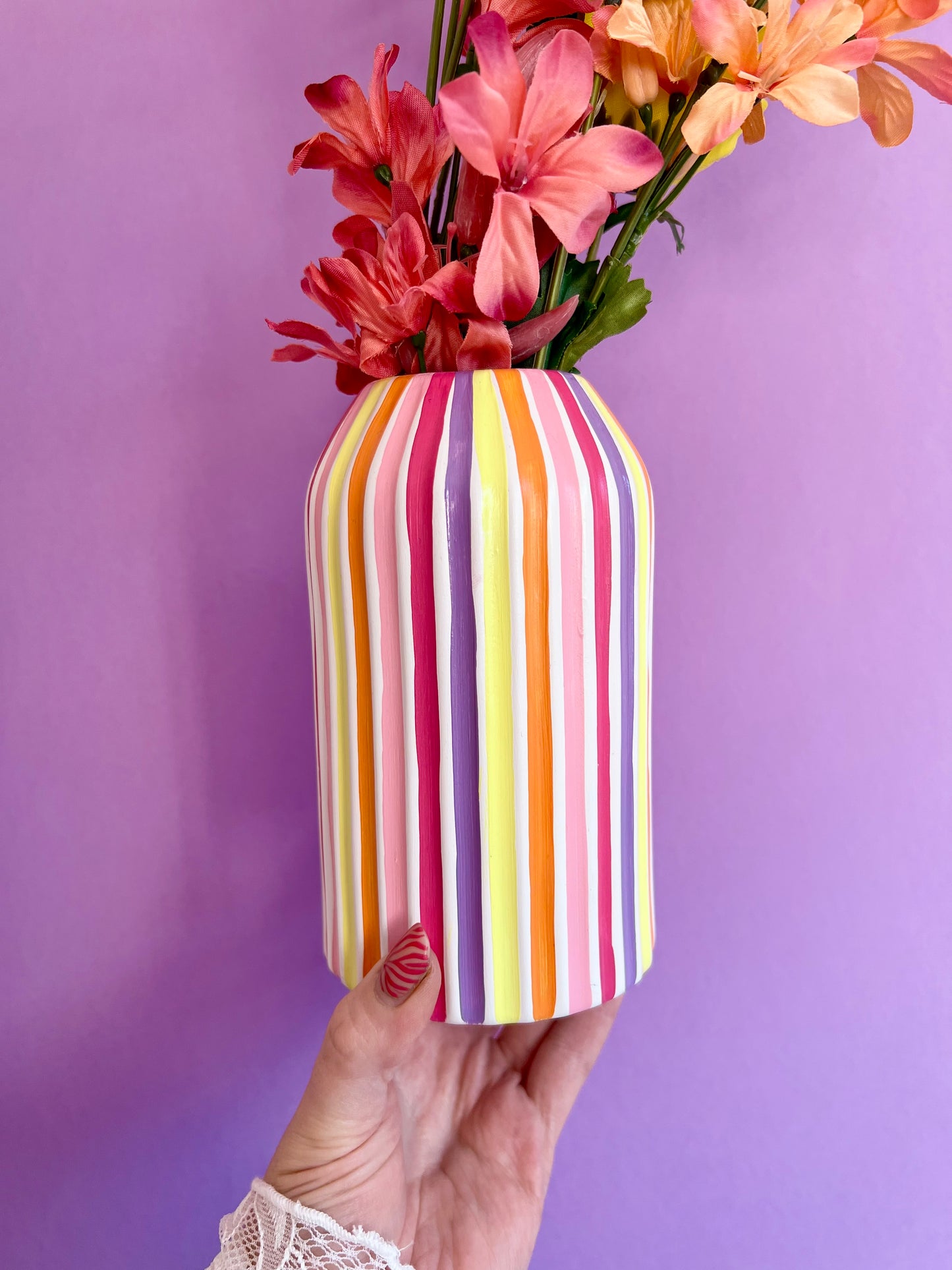 Summer Sunset Stripe Ceramic Vase