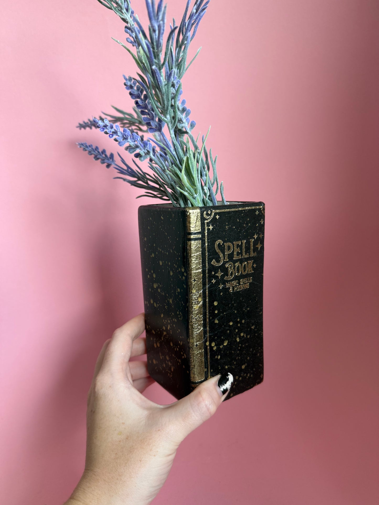 Spell Book Ceramic Vase Decoupage Witchy Fantasy