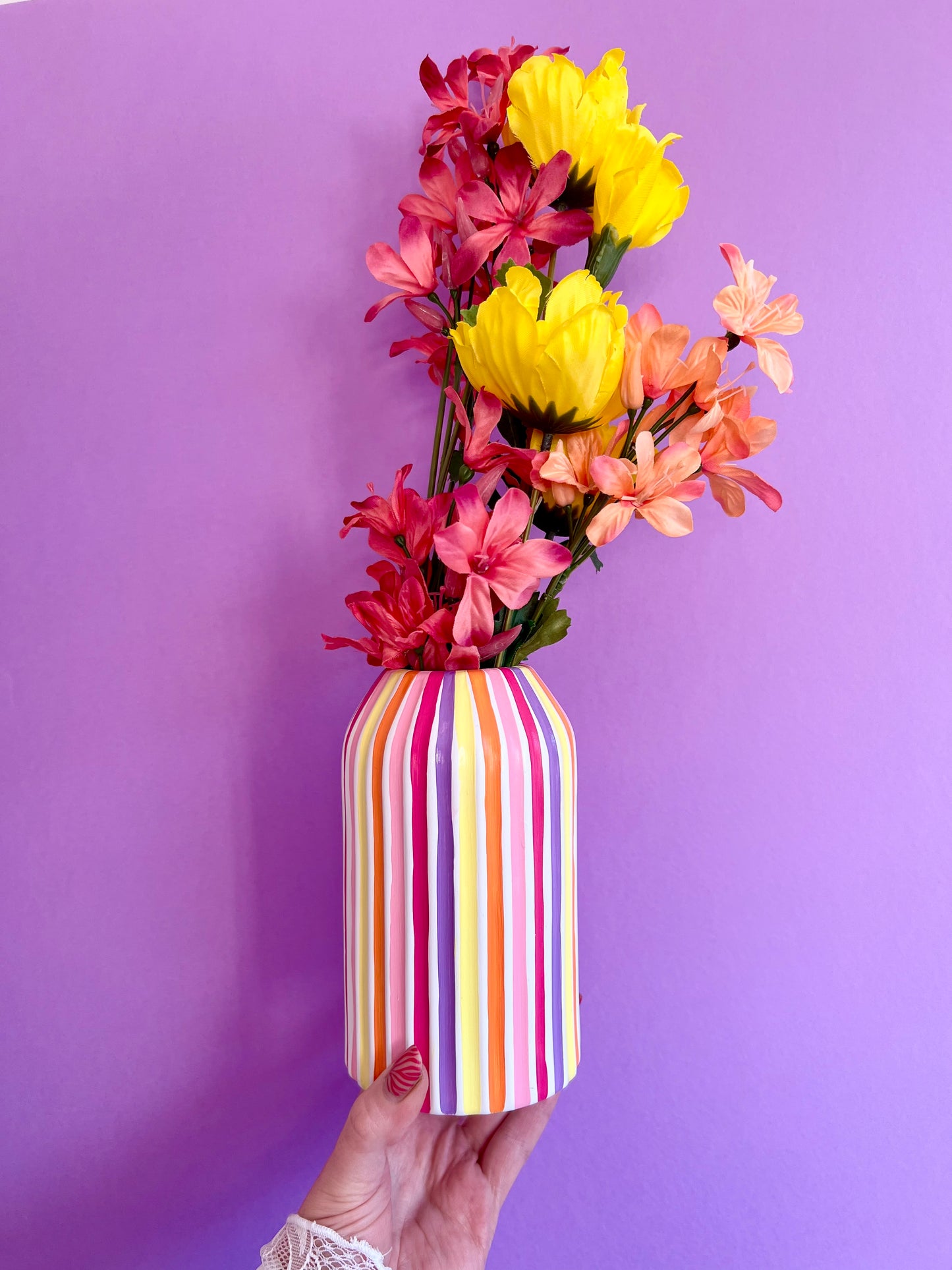 Summer Sunset Stripe Ceramic Vase