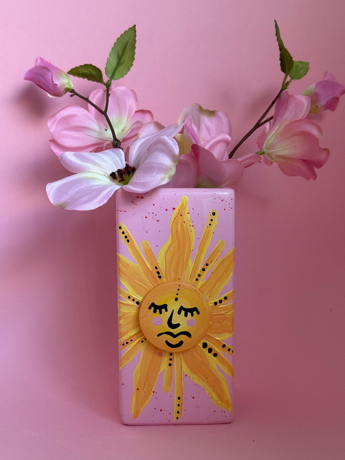 Sun & Moon Ceramic Vase Set Hand Painted 3D