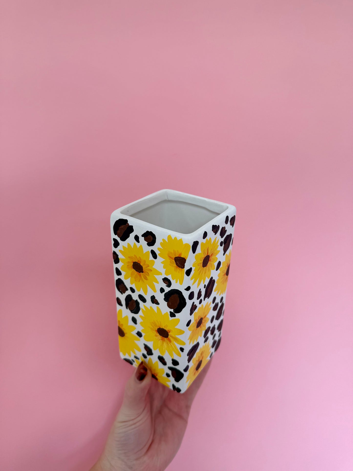 Sunflower Leopard Ceramic Vase