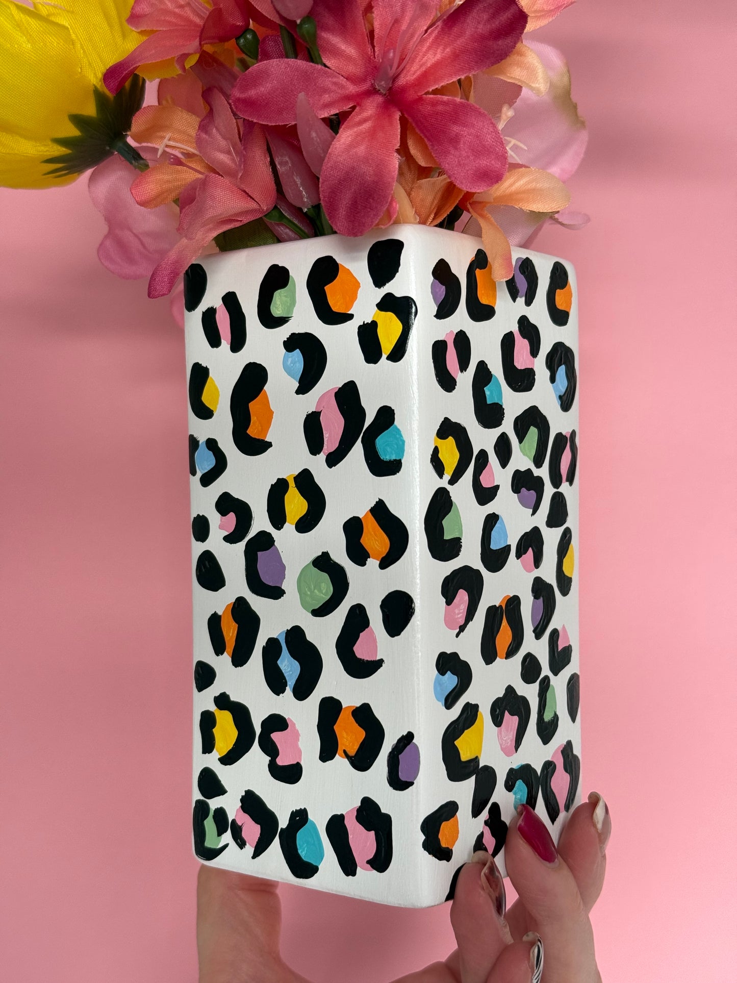 Rainbow Leopard Print Vase