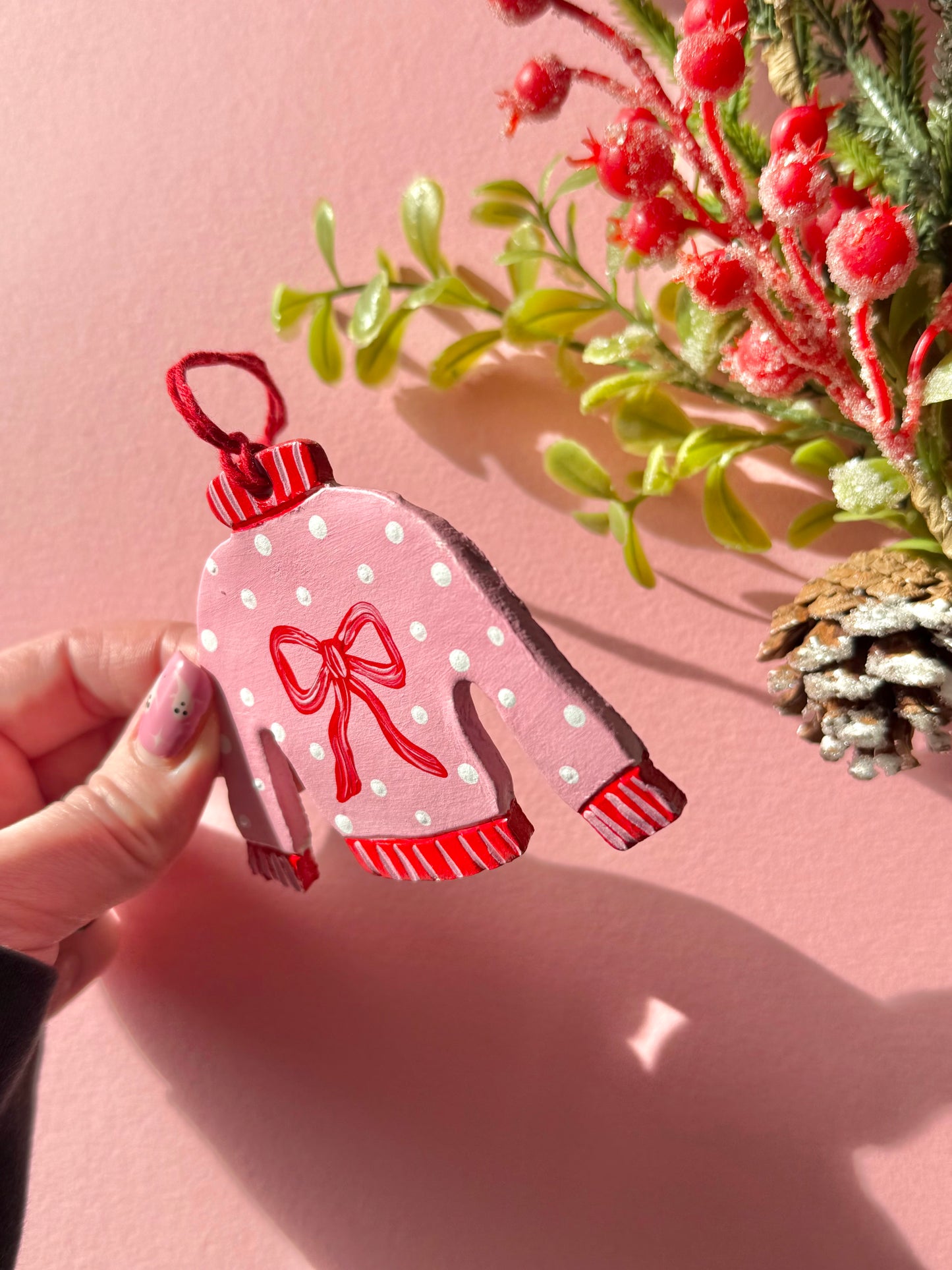Pink & Red Christmas Jumper Bauble Tree Decoration