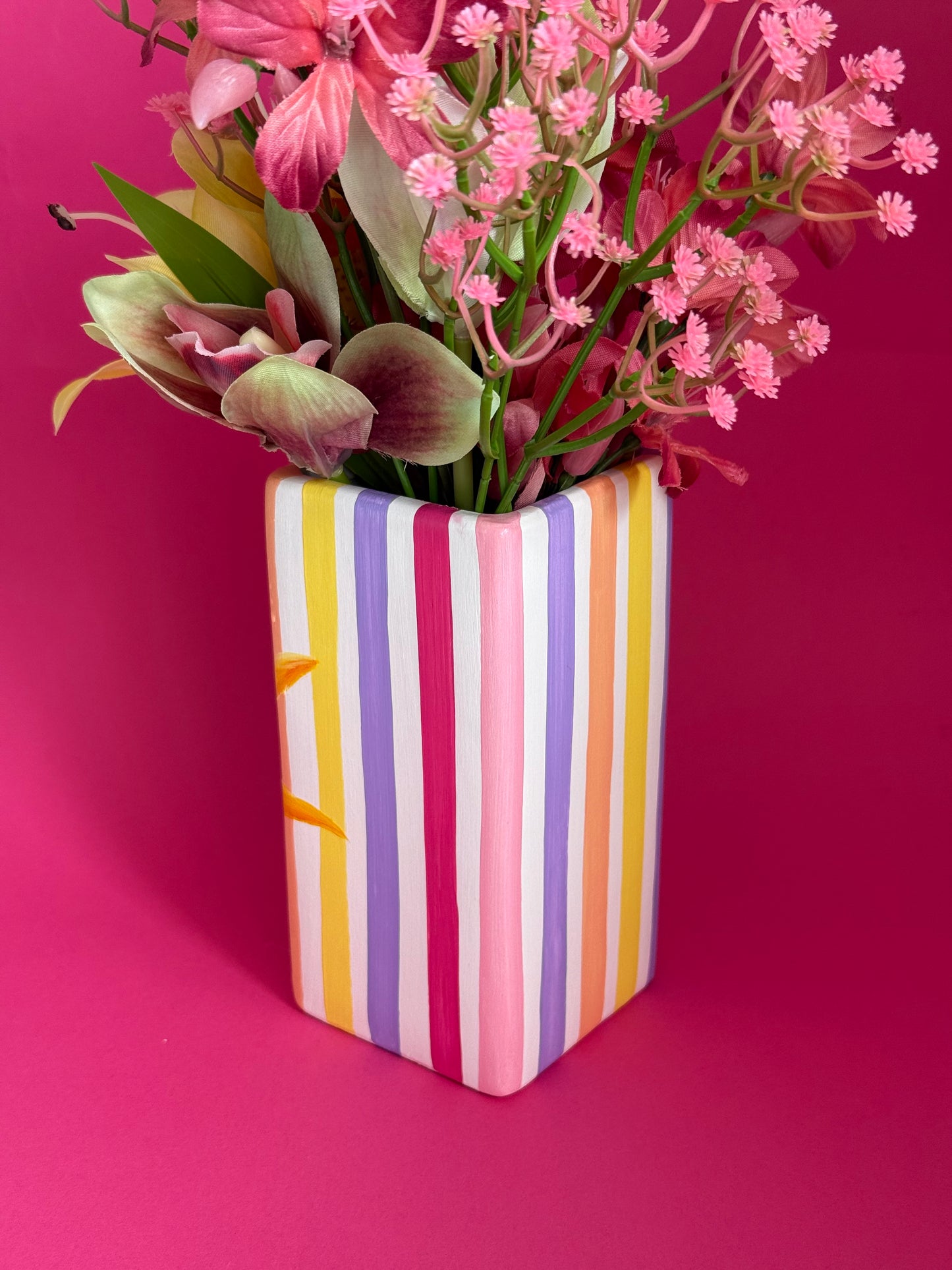 Sunset Sun Stripe Ceramic Vase
