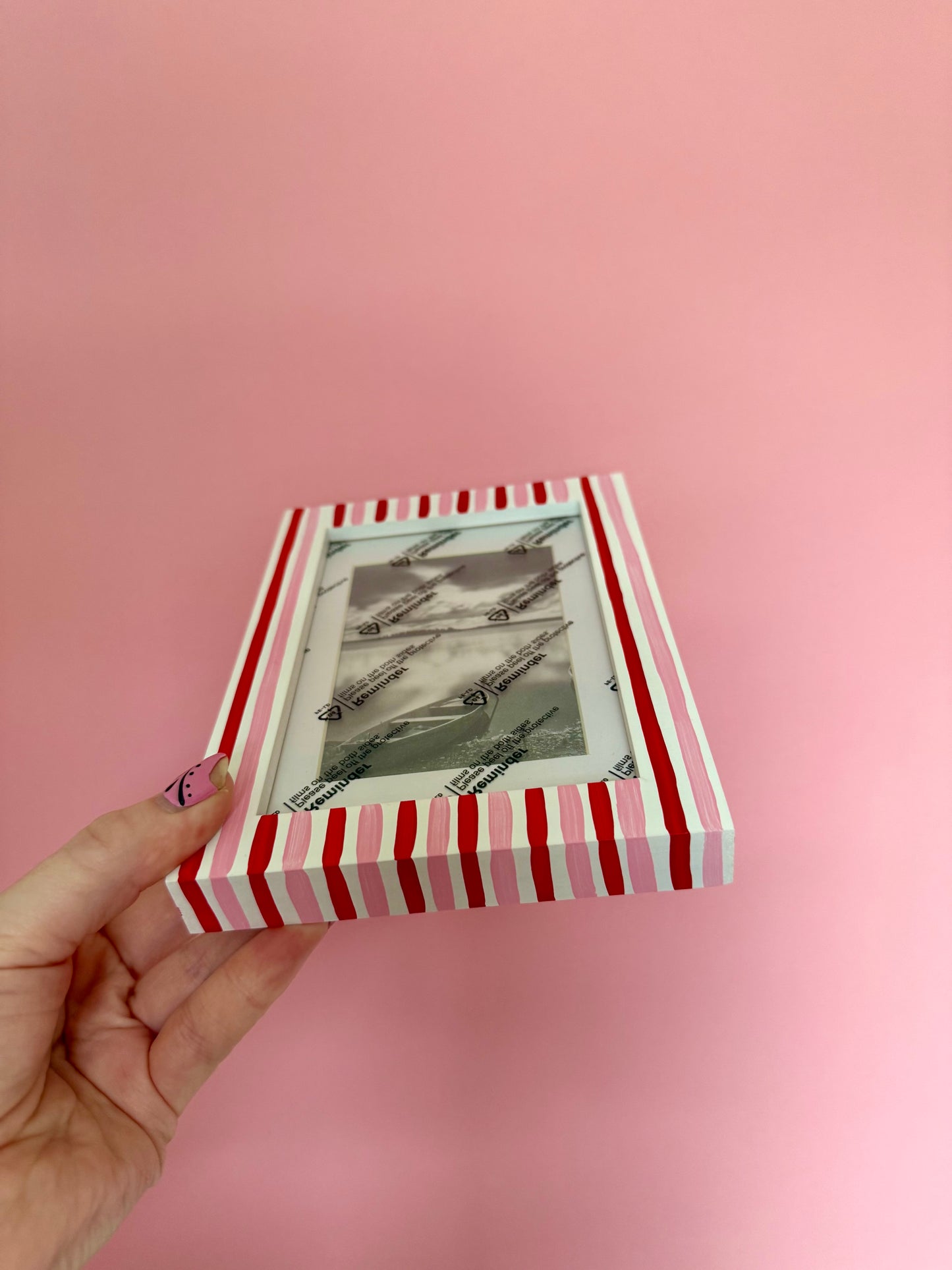 Red & Pink Stripe Photo Frame