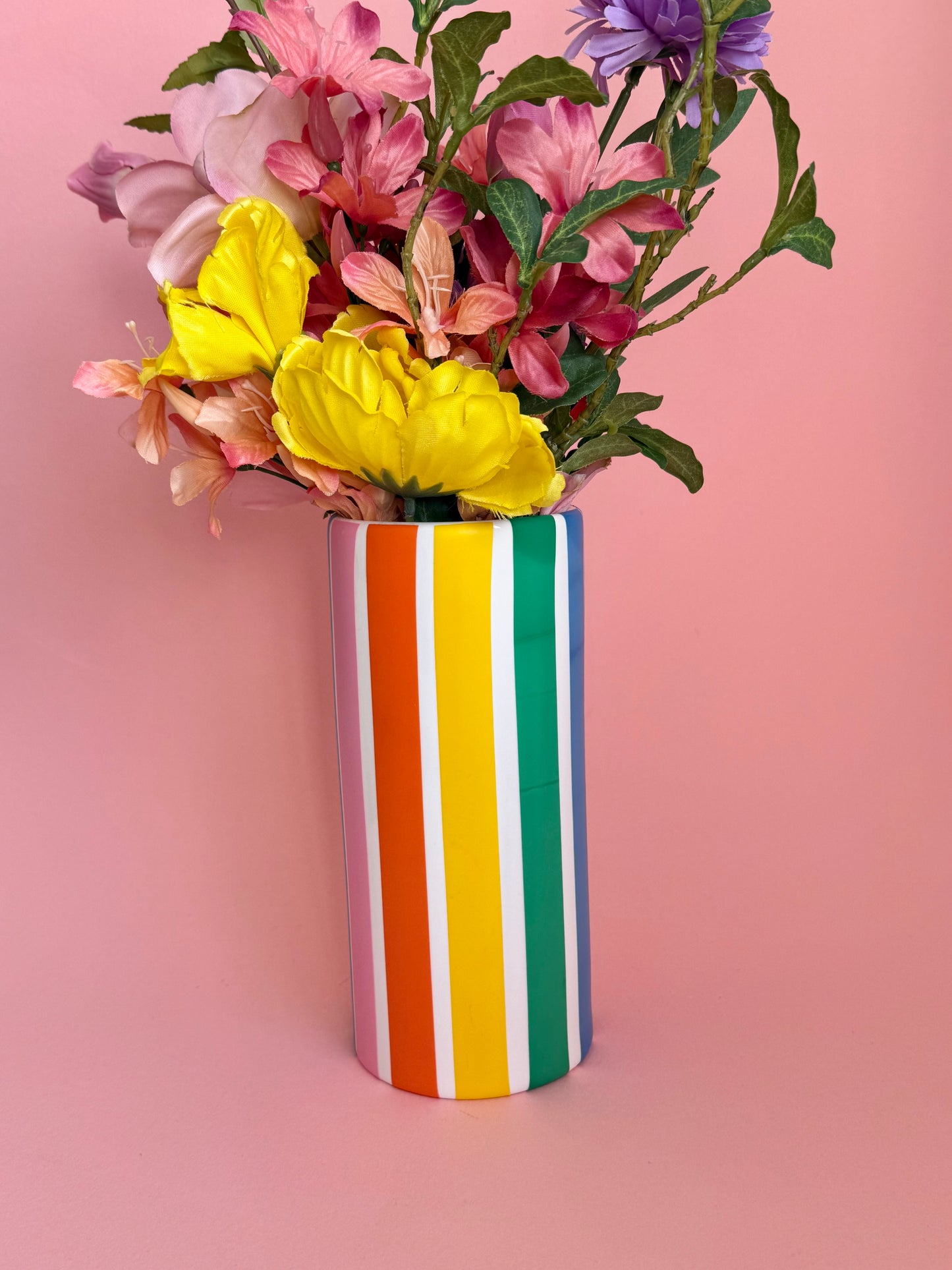 Seconds sale Rainbow Stripe Tall Ceramic Vase