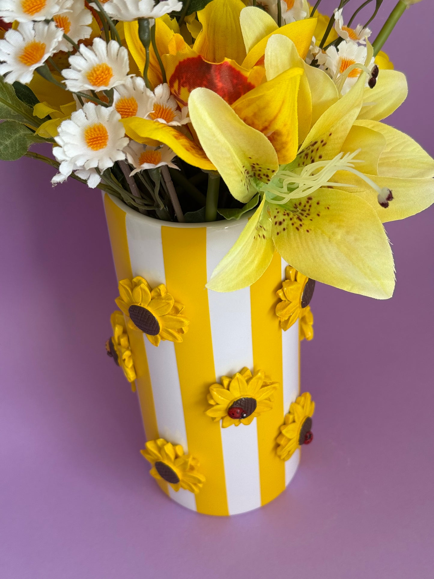 Sunflower Stripe Ceramic Vase