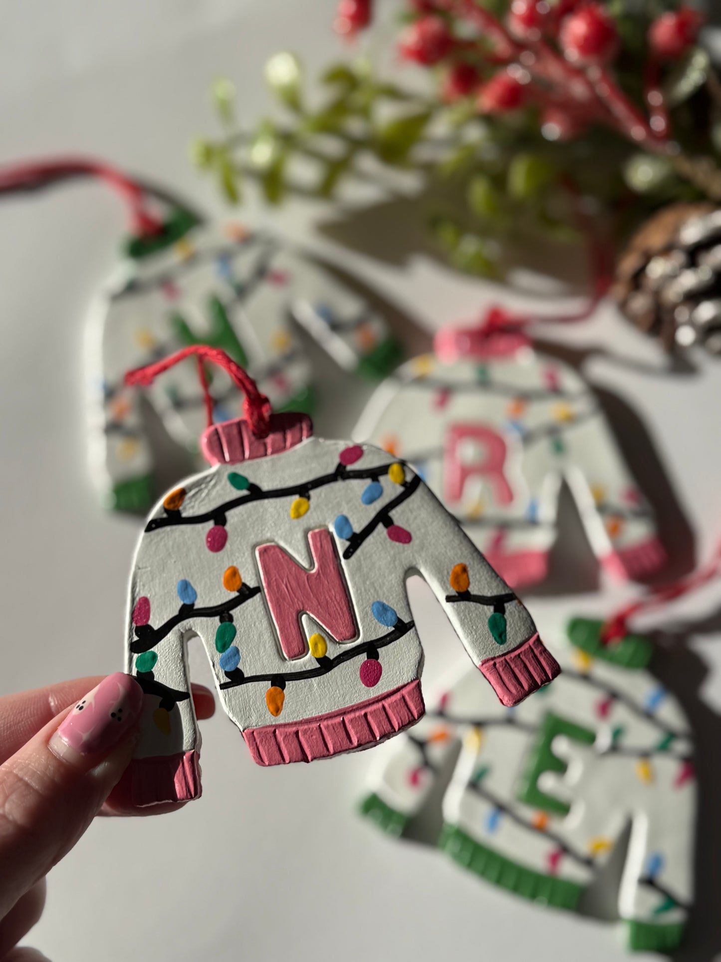 Personalised Name Christmas Jumper Bauble Tree Decoration MORE COLOURS