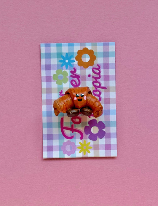 Croissant Magnet Clay Hand Painted