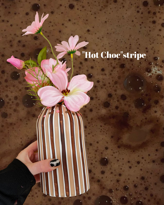 Hot Chocolate Stripe Ceramic Vase