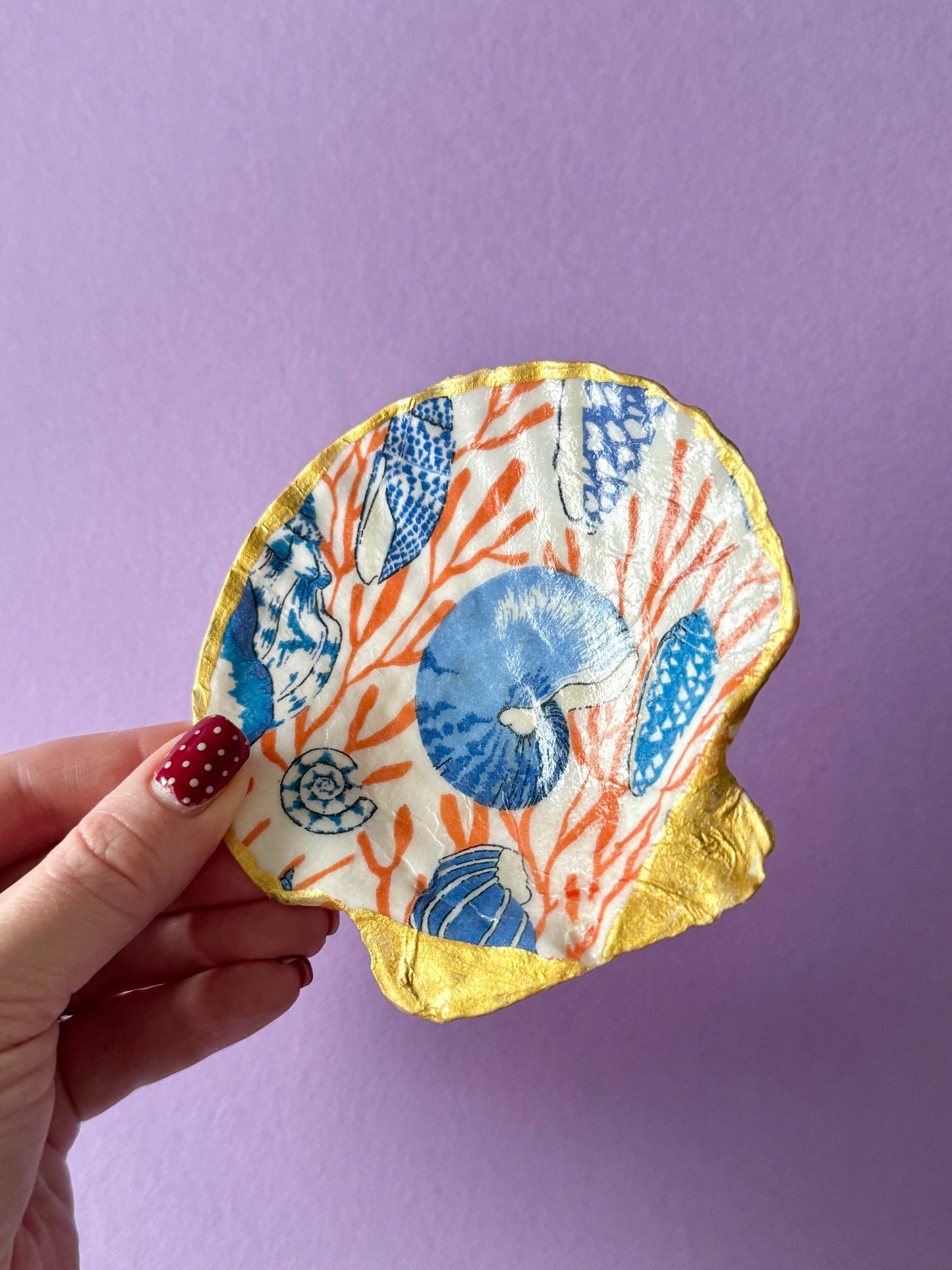 Shell Trinket Dish Jewellery Tray Decoupage