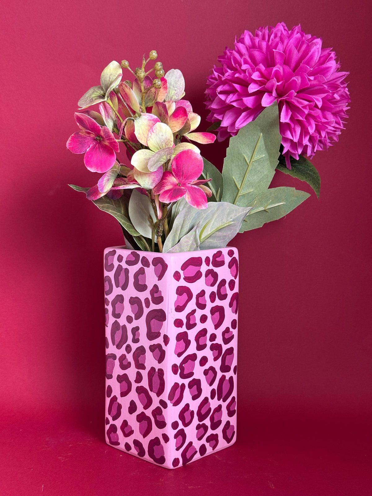 Mauve Leopard Print Ceramic Vase