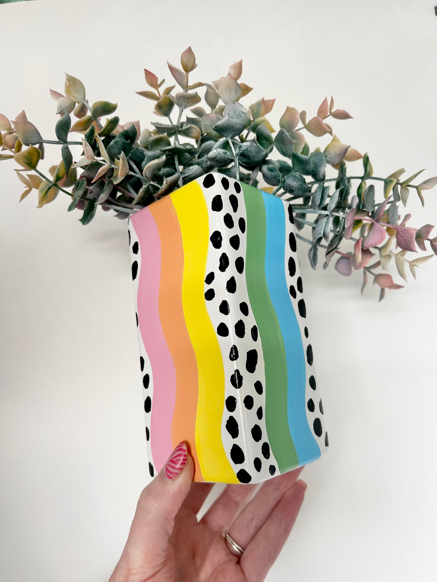 Rainbow Dalmation Wavy Vase