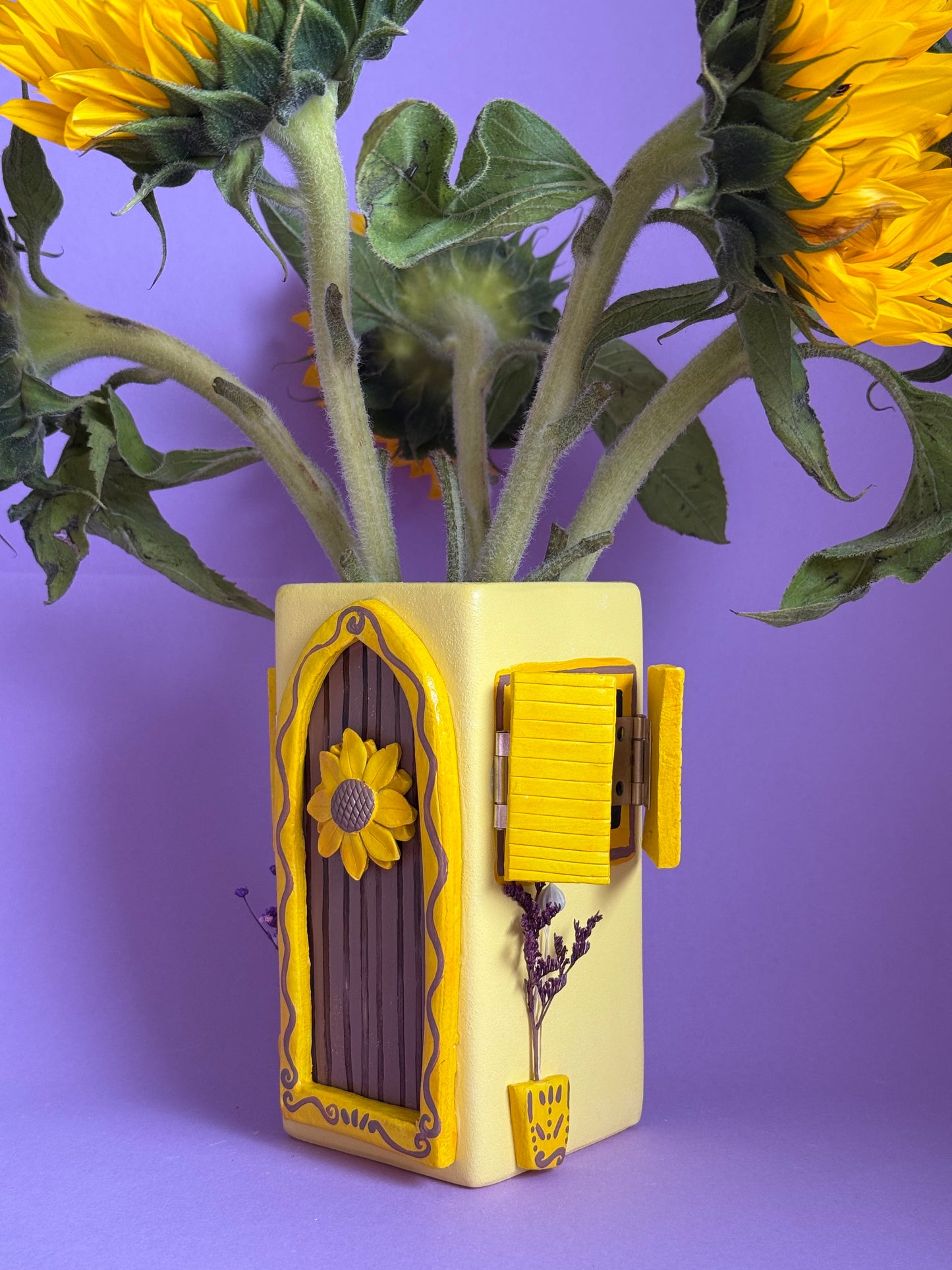 Sunflower House Interactive Ceramic Vase