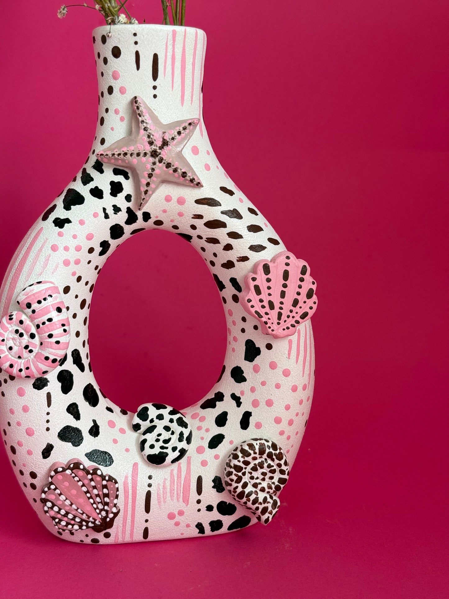 Original Pink & Brown Shell Vase
