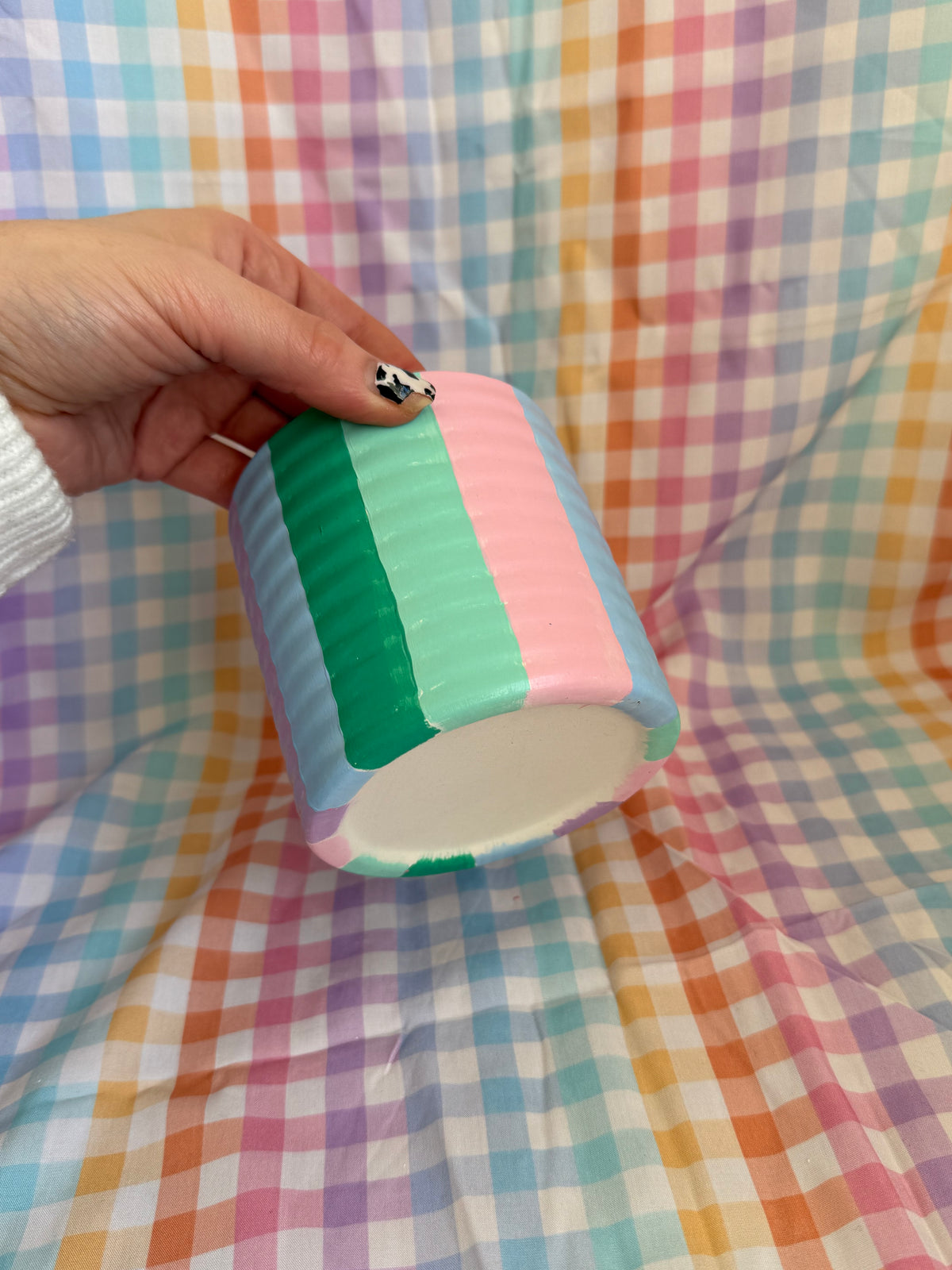 Pastel Cloud Stripe Plant Pot
