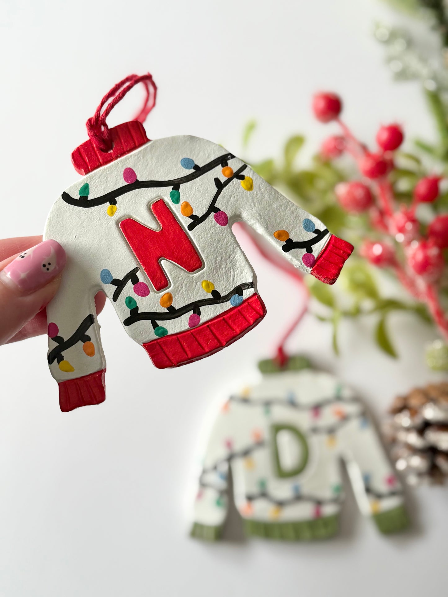 Personalised Name Christmas Jumper Bauble Tree Decoration MORE COLOURS