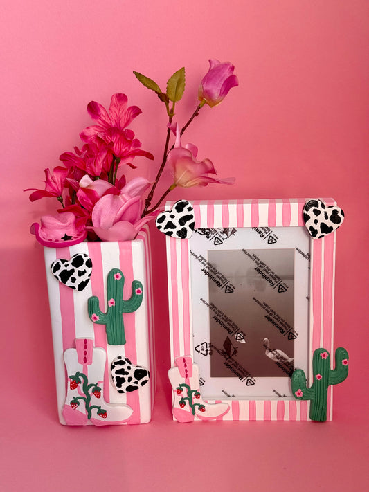 Strawberry Cowgirl Romance Photo Frame