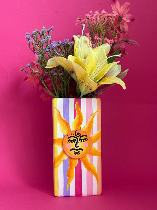 Sunset Sun Stripe Ceramic Vase