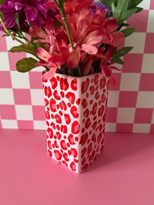 Pink & Red Leopard Print Vase