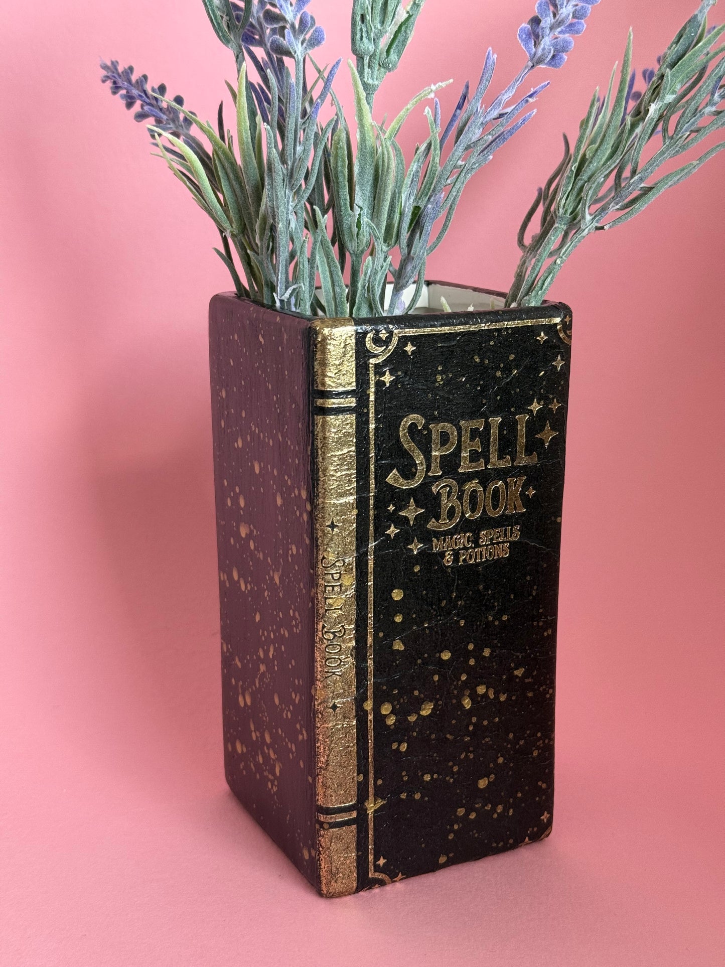 Spell Book Ceramic Vase Decoupage Witchy Fantasy