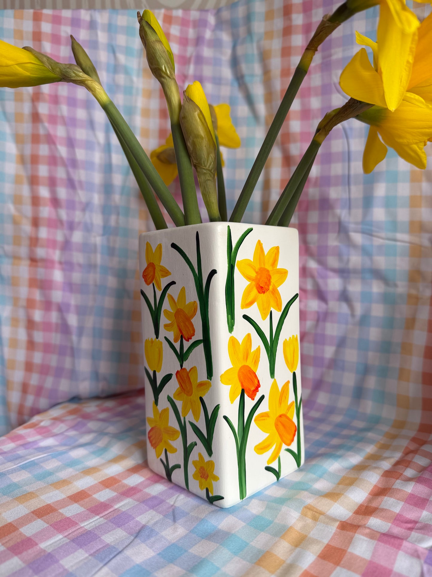 Daffodil Ceramic Vase Hand Painted