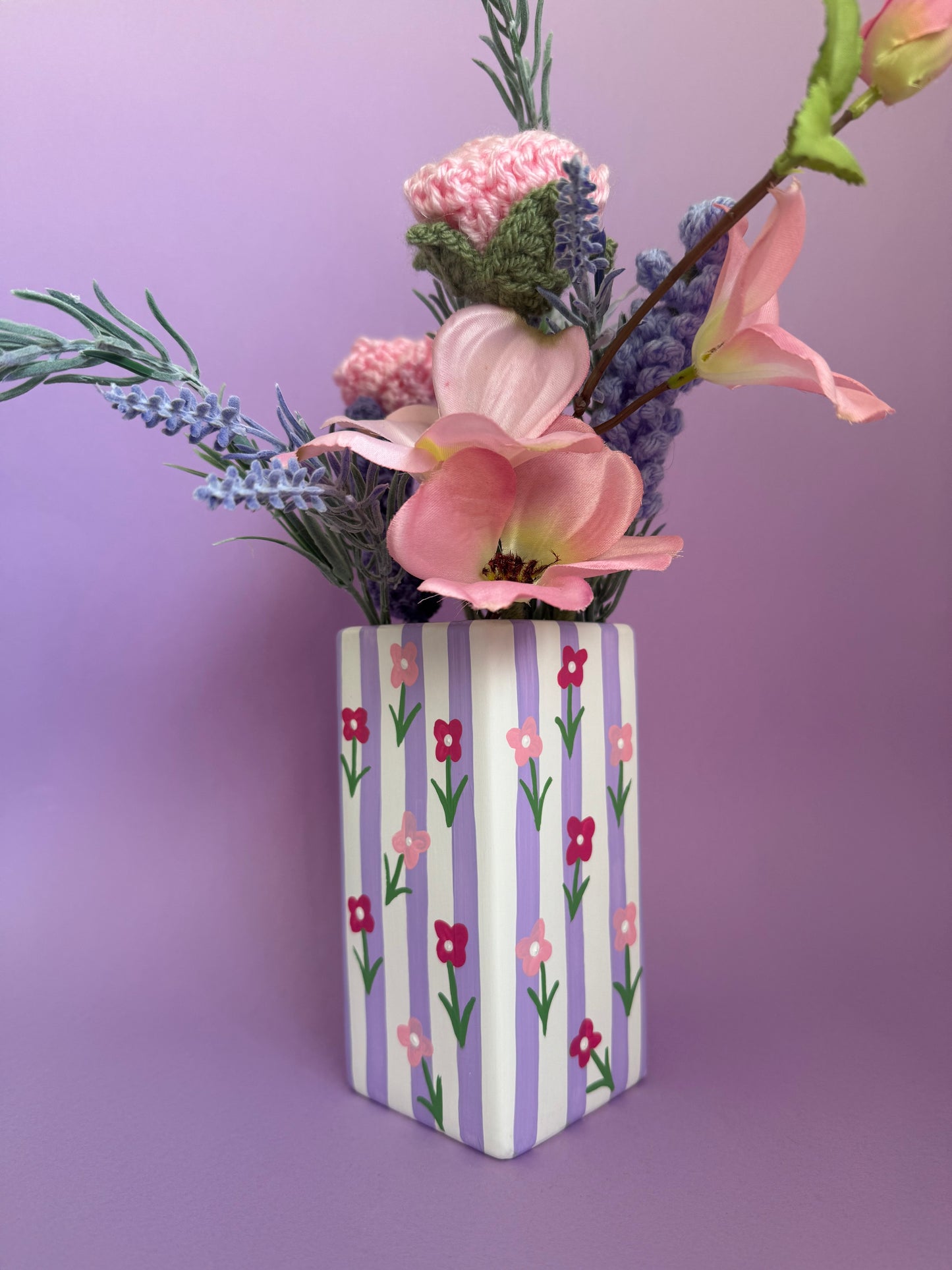Lilac Ditsy Flower Ceramic Vase
