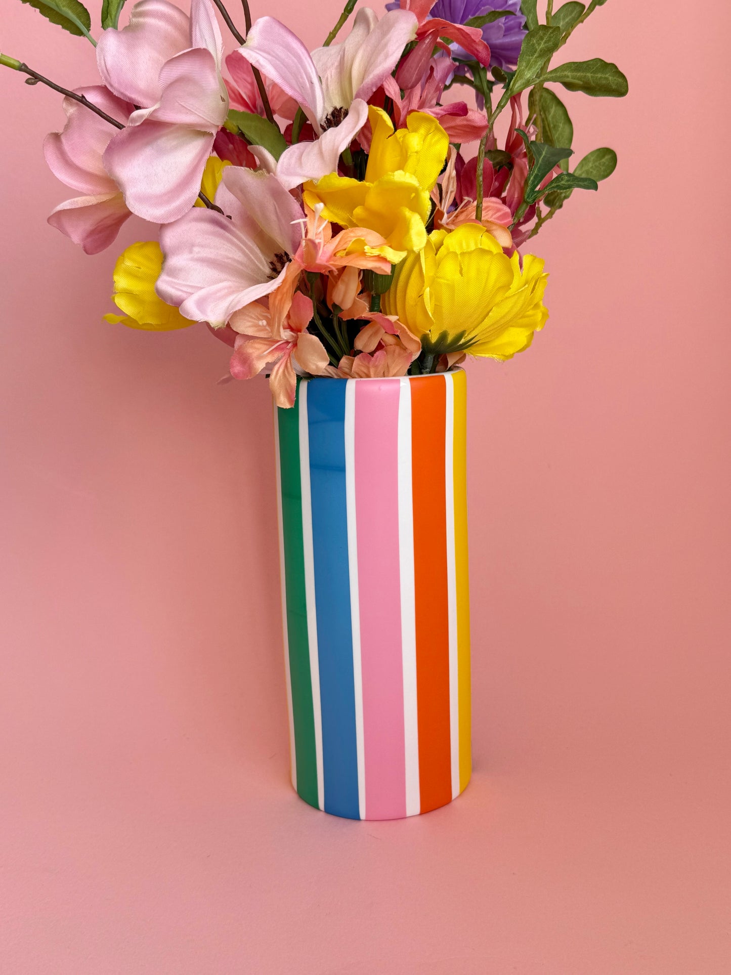 Seconds sale Rainbow Stripe Tall Ceramic Vase