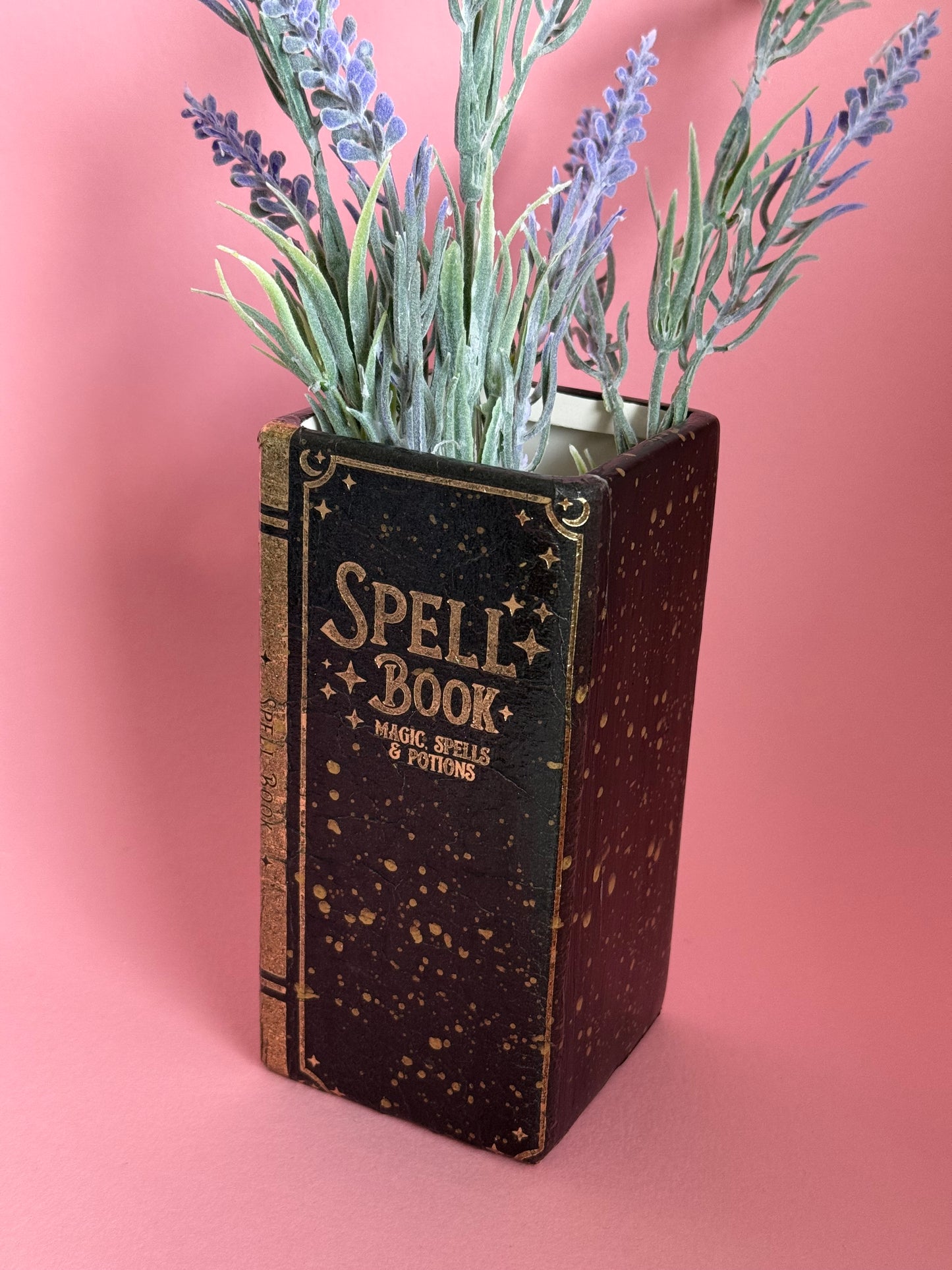Spell Book Ceramic Vase Decoupage Witchy Fantasy