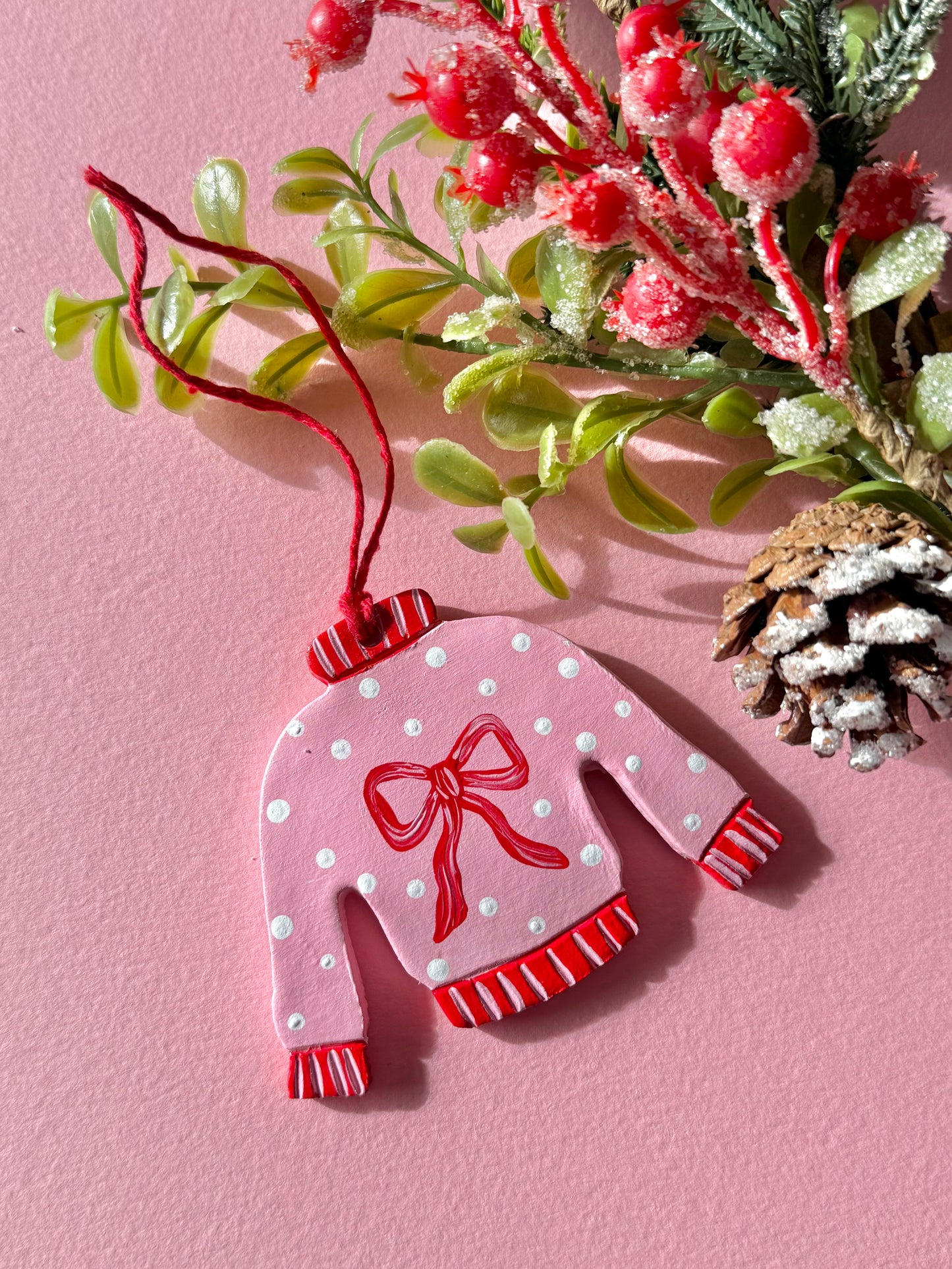 Pink & Red Christmas Jumper Bauble Tree Decoration