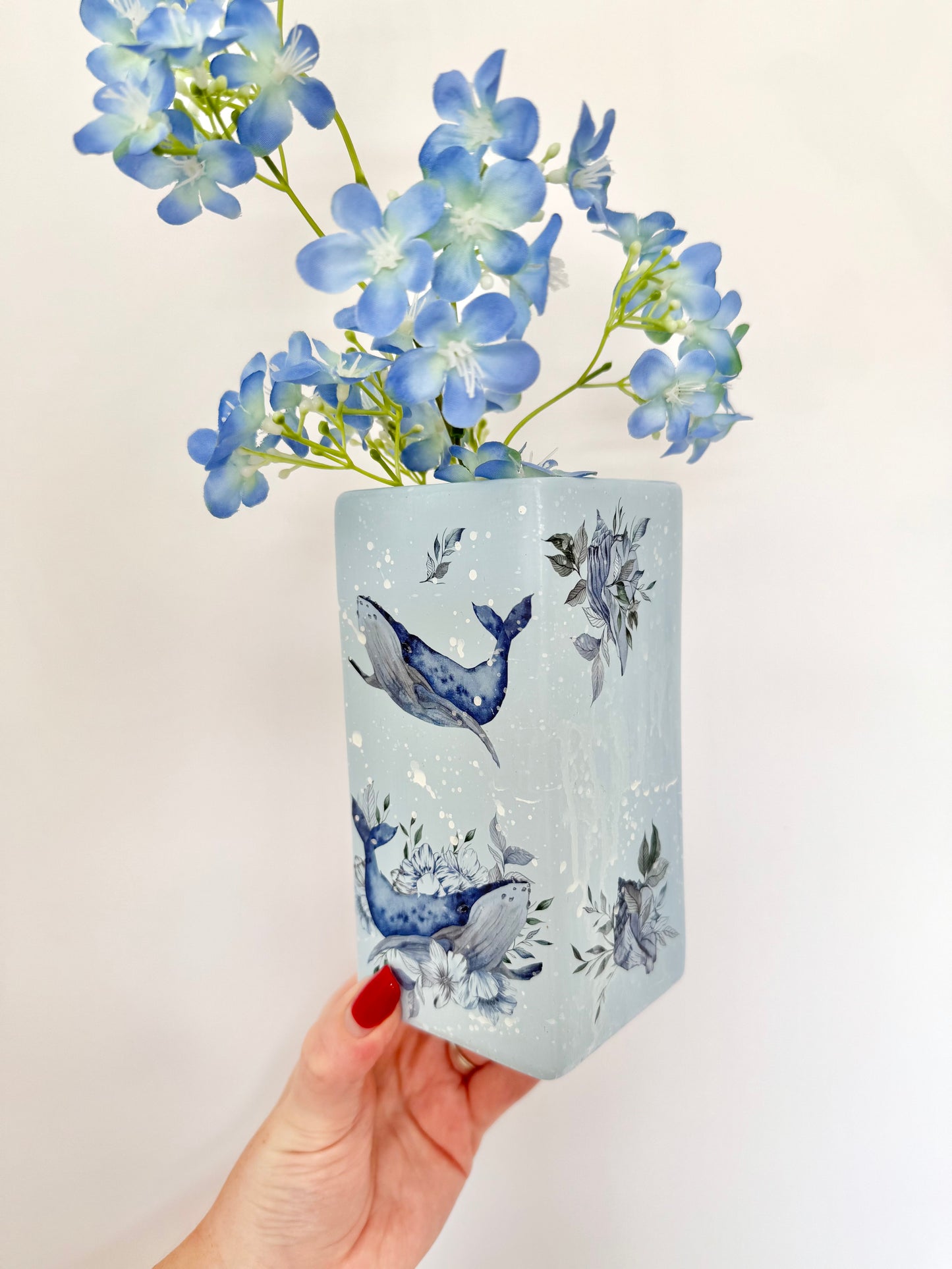 Humpback Whale Ceramic Vase Pastel Blue