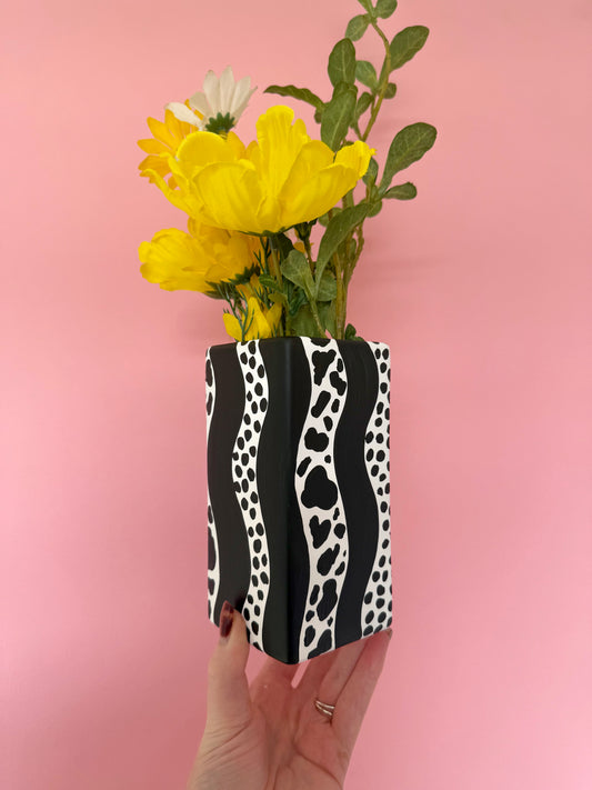 Monochrome Waves Ceramic Vase Cow Print Polka Dot Dalmatian