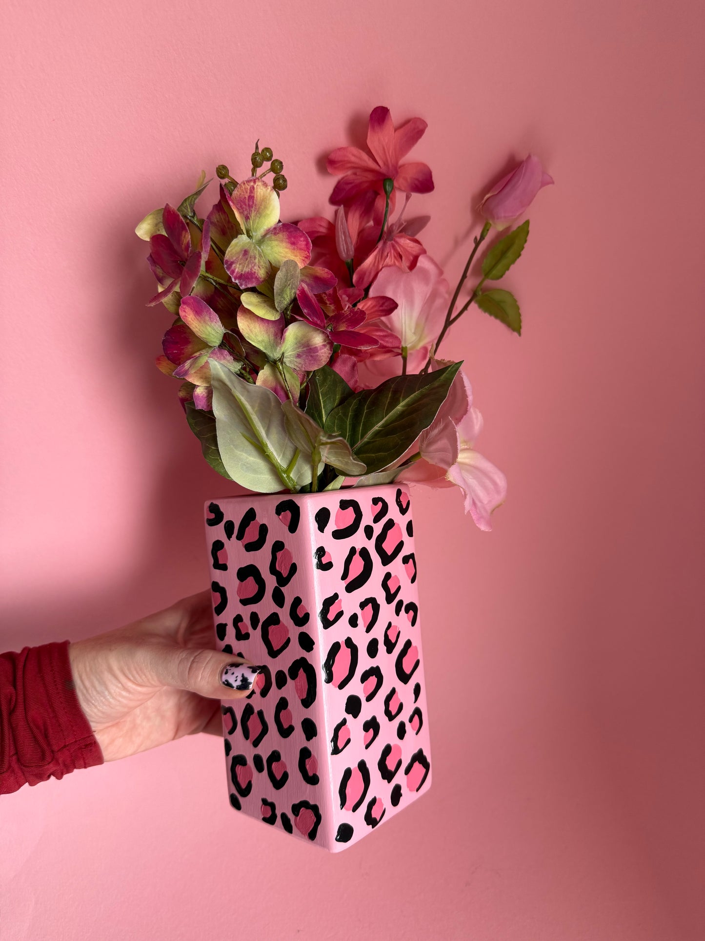Pink Leopard Print Ceramic Vase