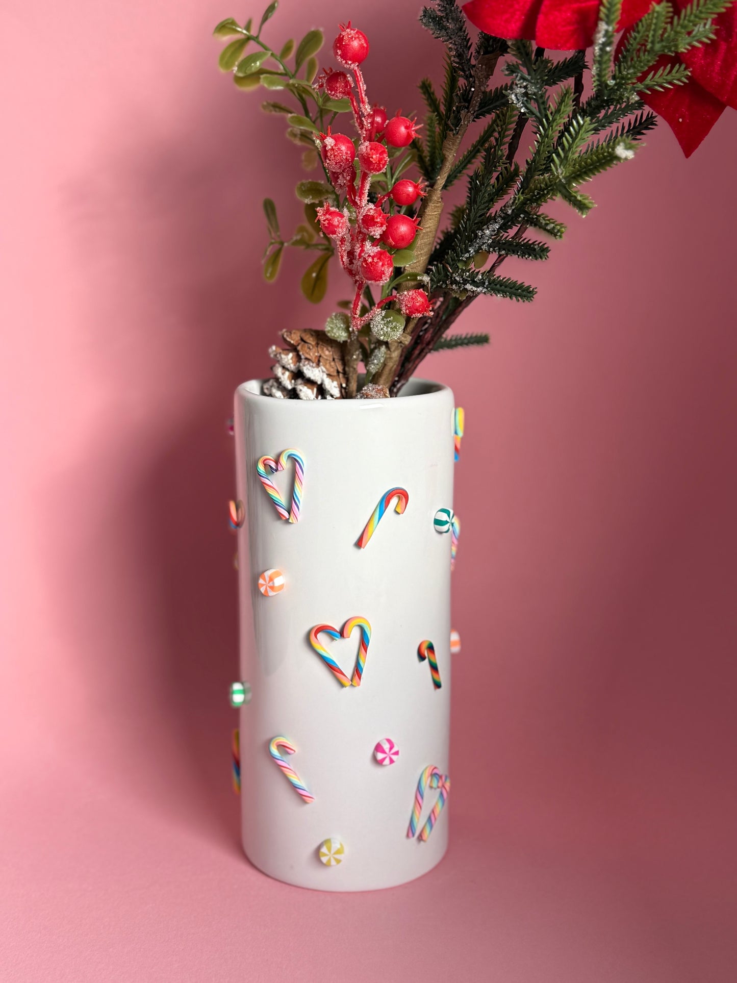 Candy Cane Lane Tall Ceramic Vase
