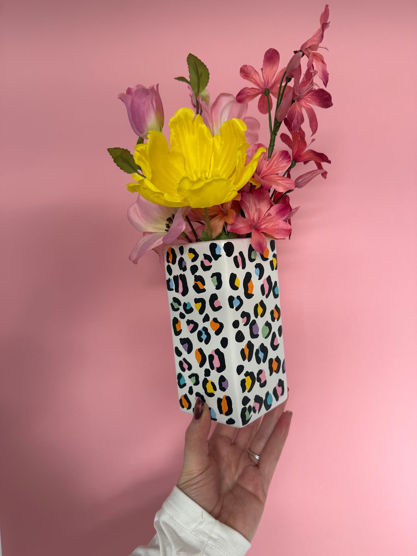 Rainbow Leopard Print Vase