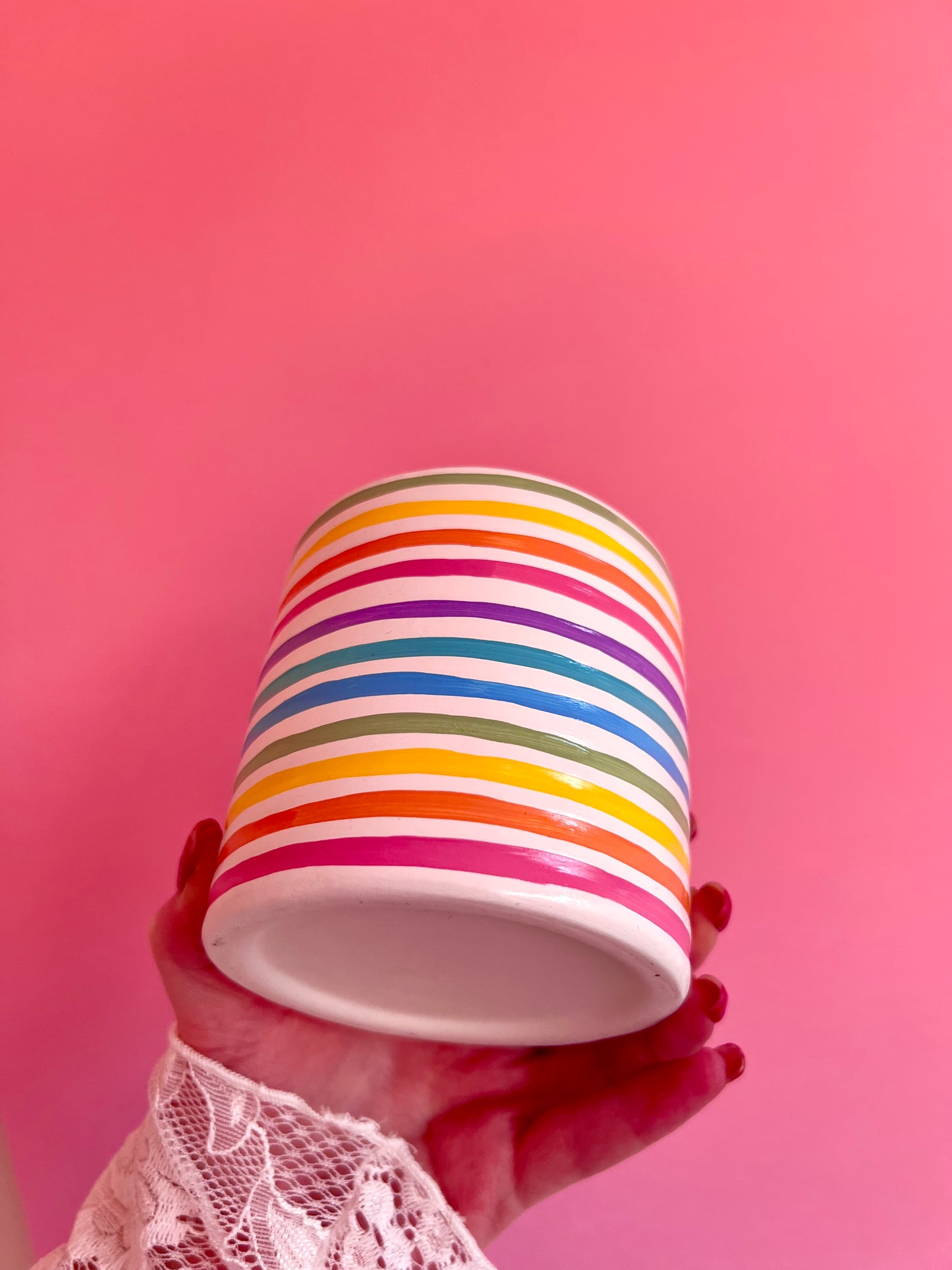 Rainbow Stripe Mini Vase/Pot