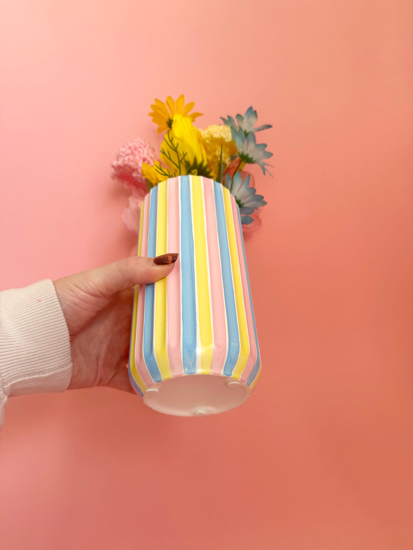 Marshmallow Stripe Ceramic Vase