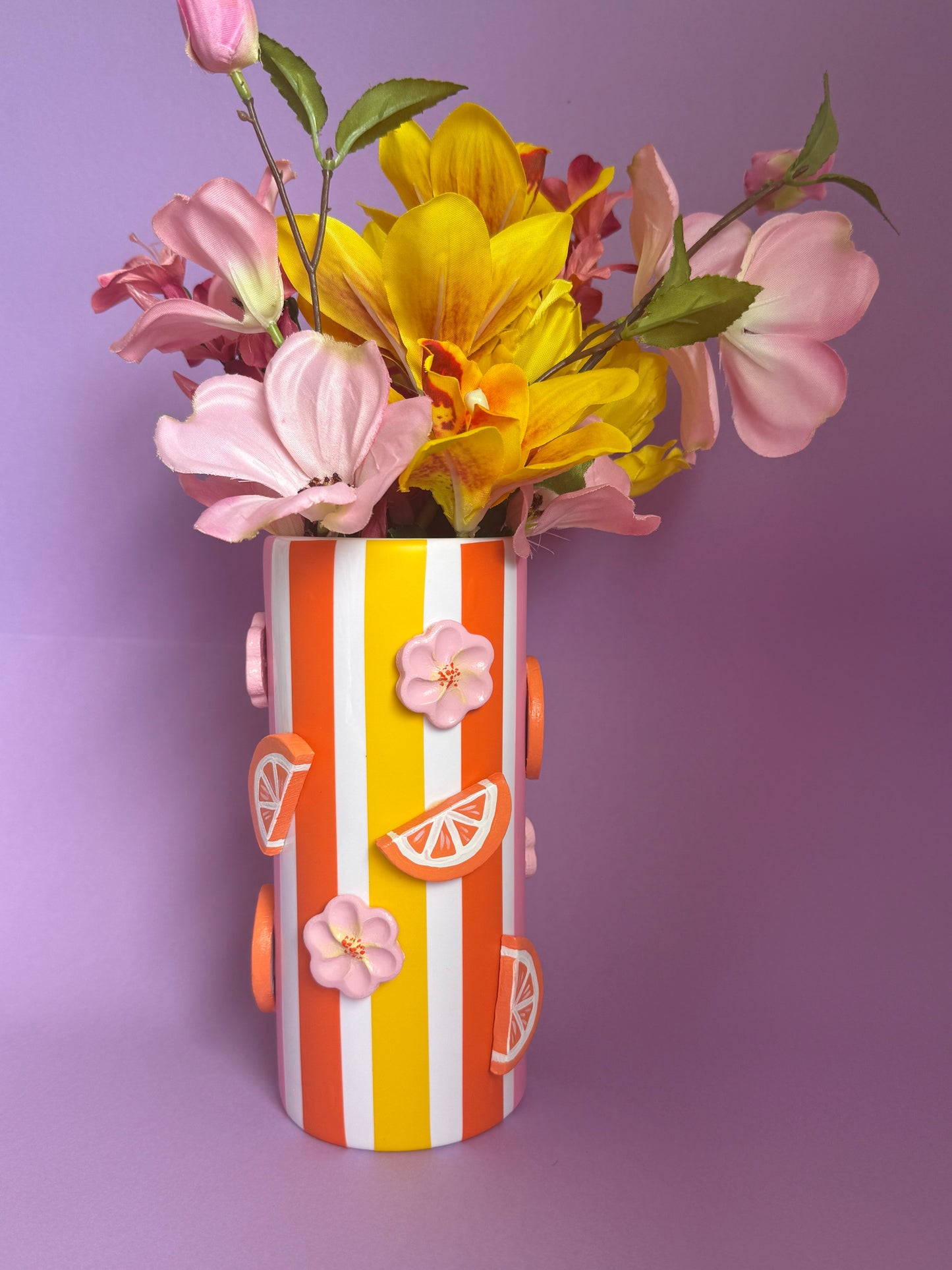 Floral Oranges Ceramic Vase