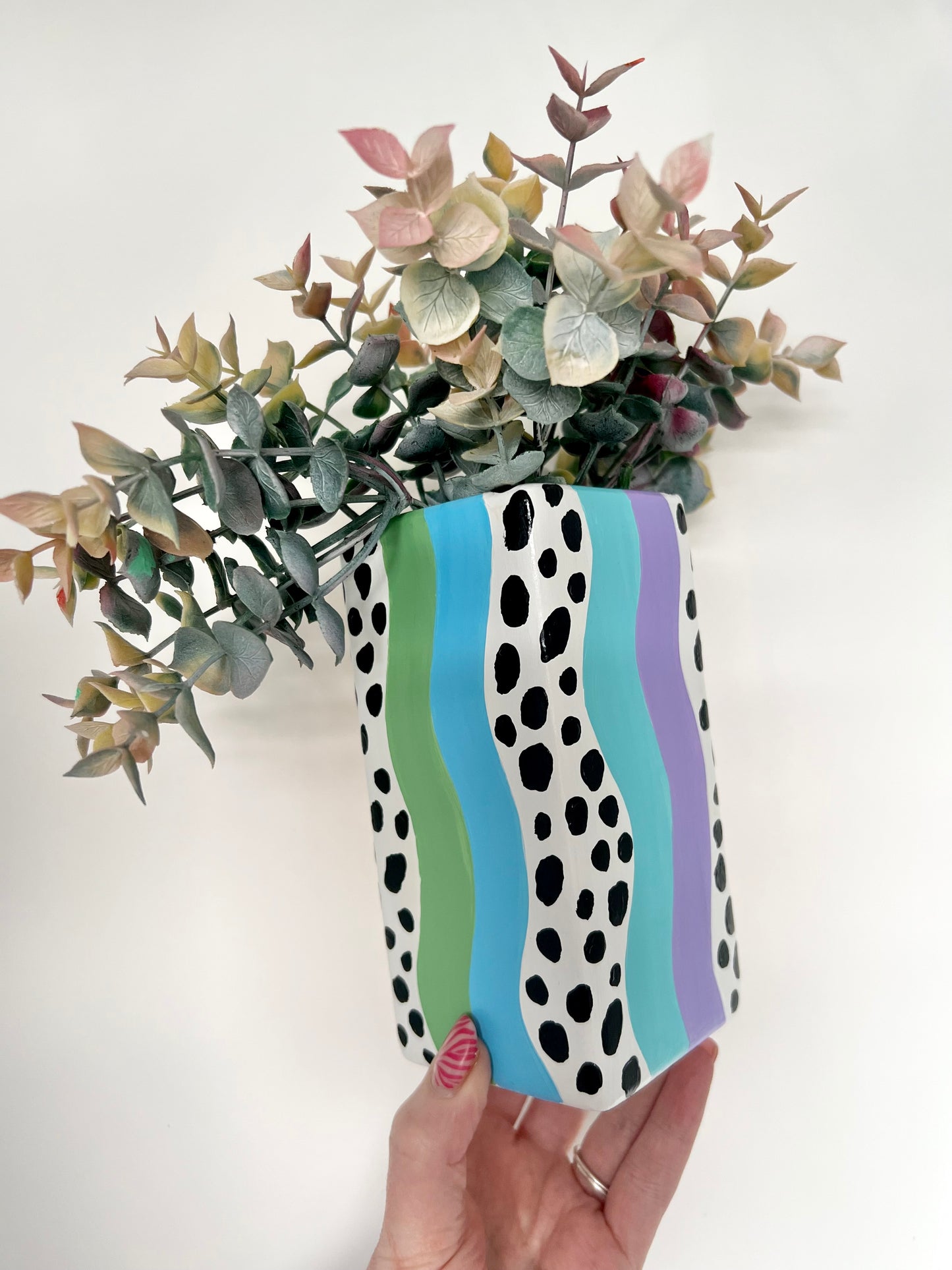Rainbow Dalmation Wavy Vase