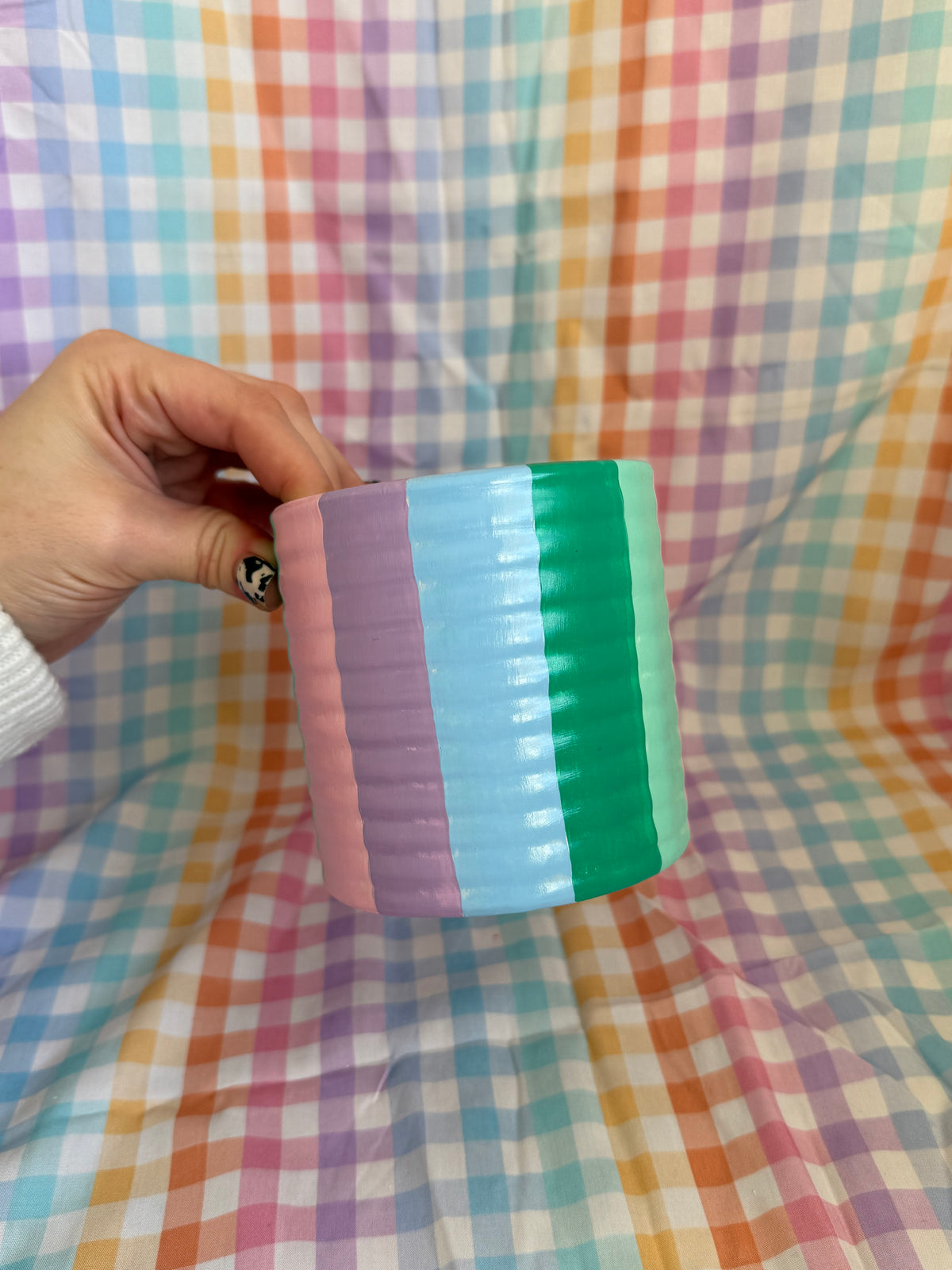 Pastel Cloud Stripe Plant Pot