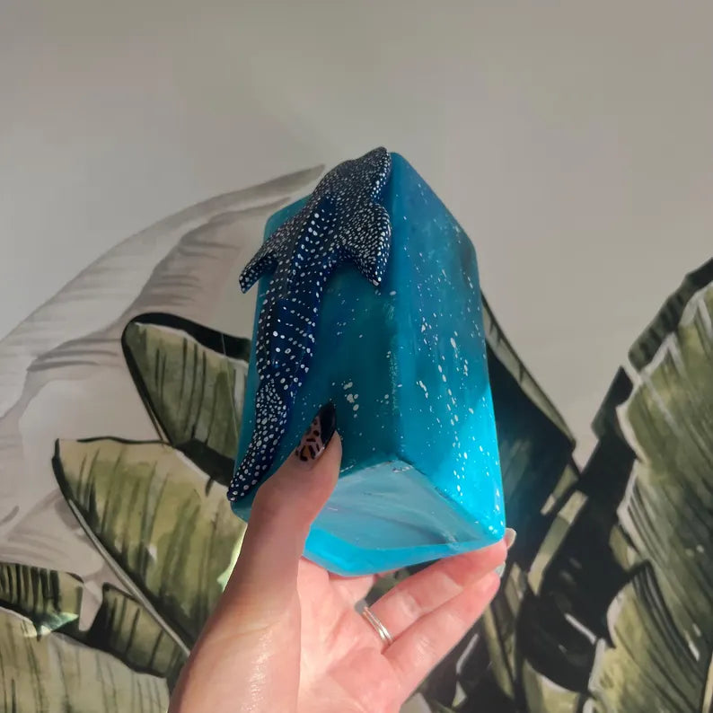 Made to Order Whale Shark Ceramic Vase Ocean Themed Blue Clay Gift Handmade