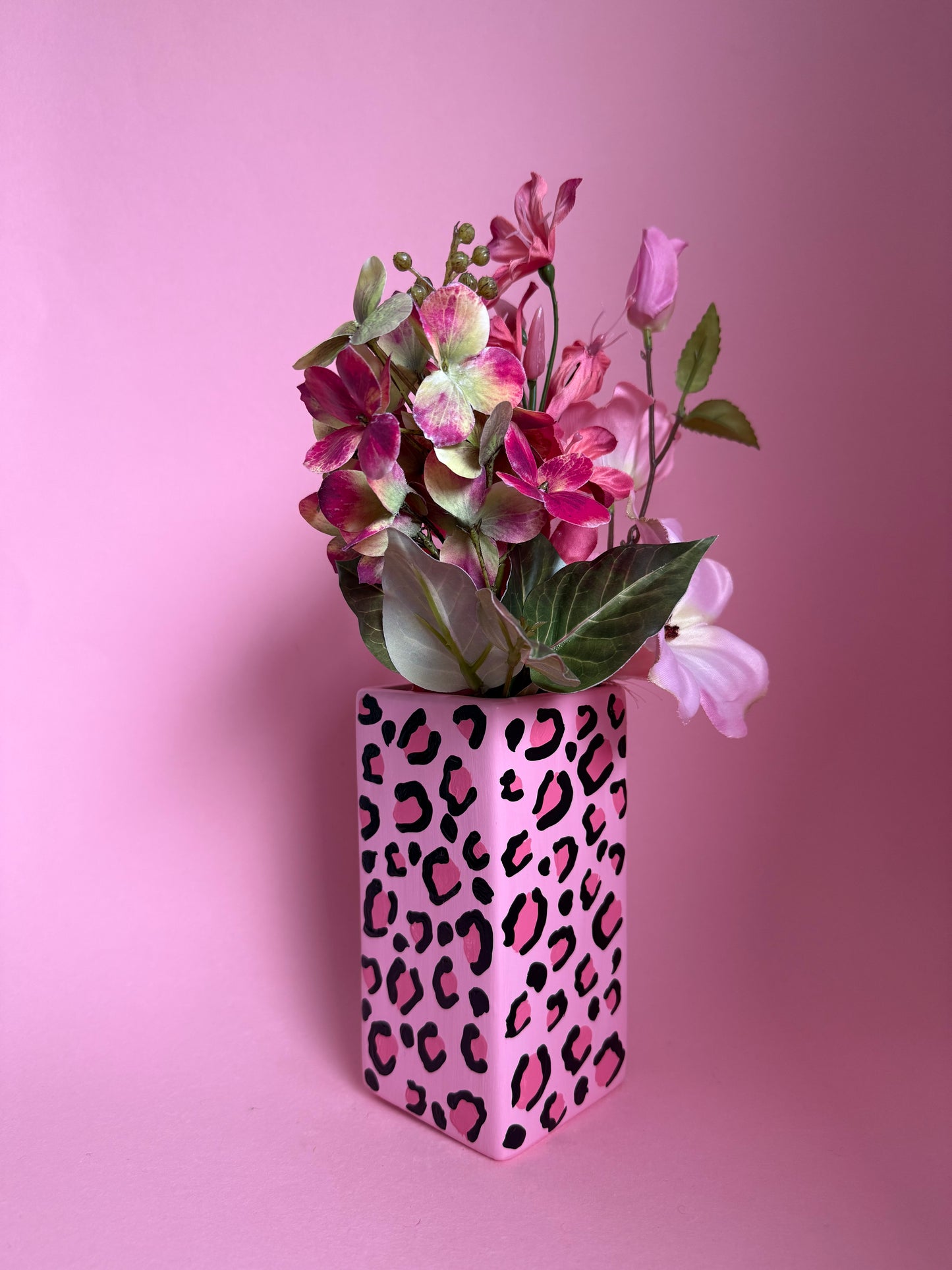 Pink Leopard Print Ceramic Vase