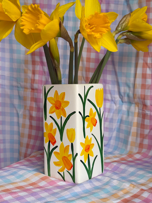 Daffodil Ceramic Vase Hand Painted