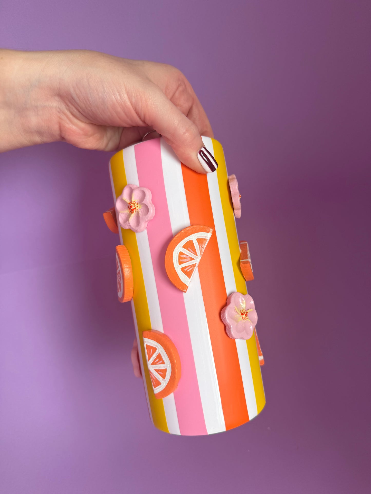 Floral Oranges Ceramic Vase