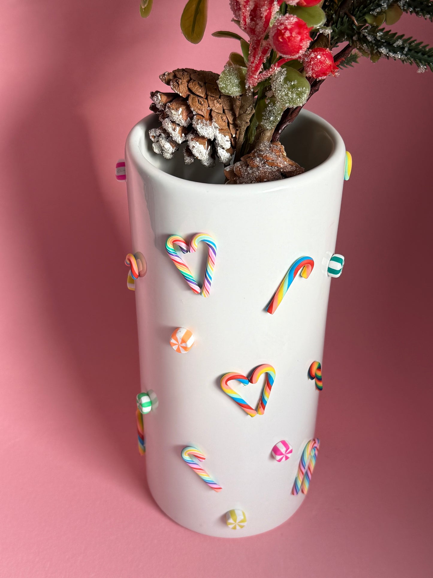 Candy Cane Lane Tall Ceramic Vase