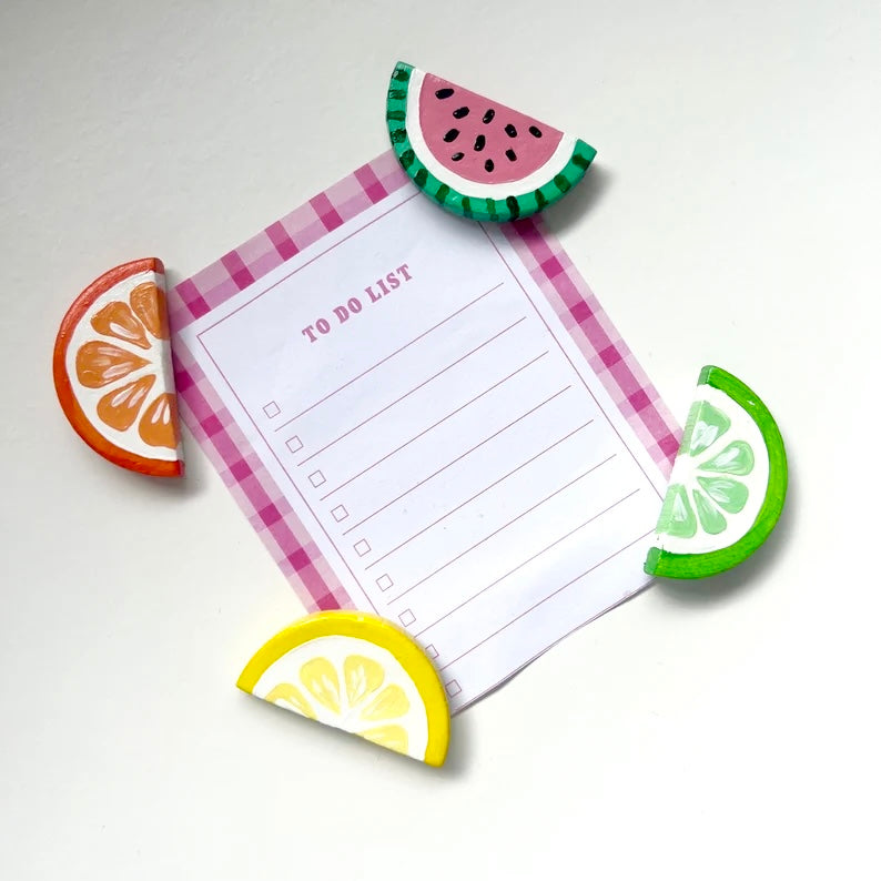 Fruit Magnets Set of 4 Fridge Magnets, Kitchen Decor, Locker Magnets Lemon, Lime, Orange, Watermelon