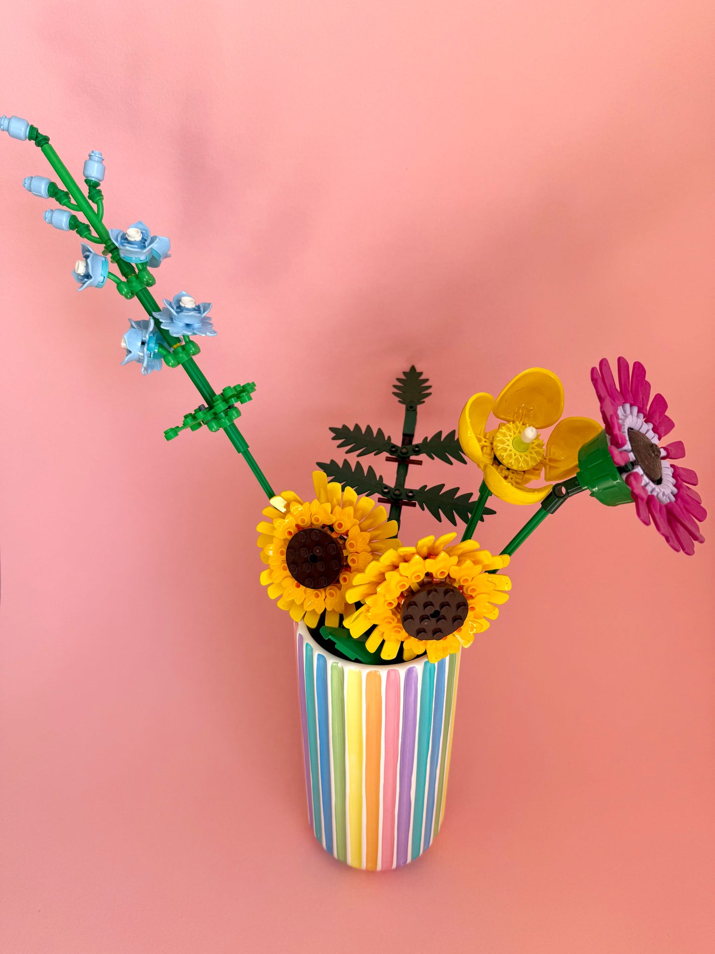 Rainbow Stripe Ceramic Vase Hand Painted